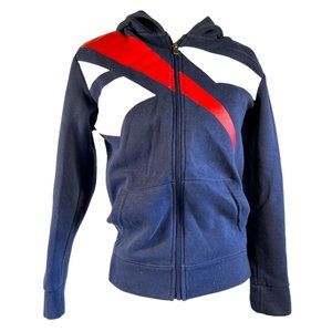 Reebok Jacket Womens Medium 10-12 Red White Blue Hoodie